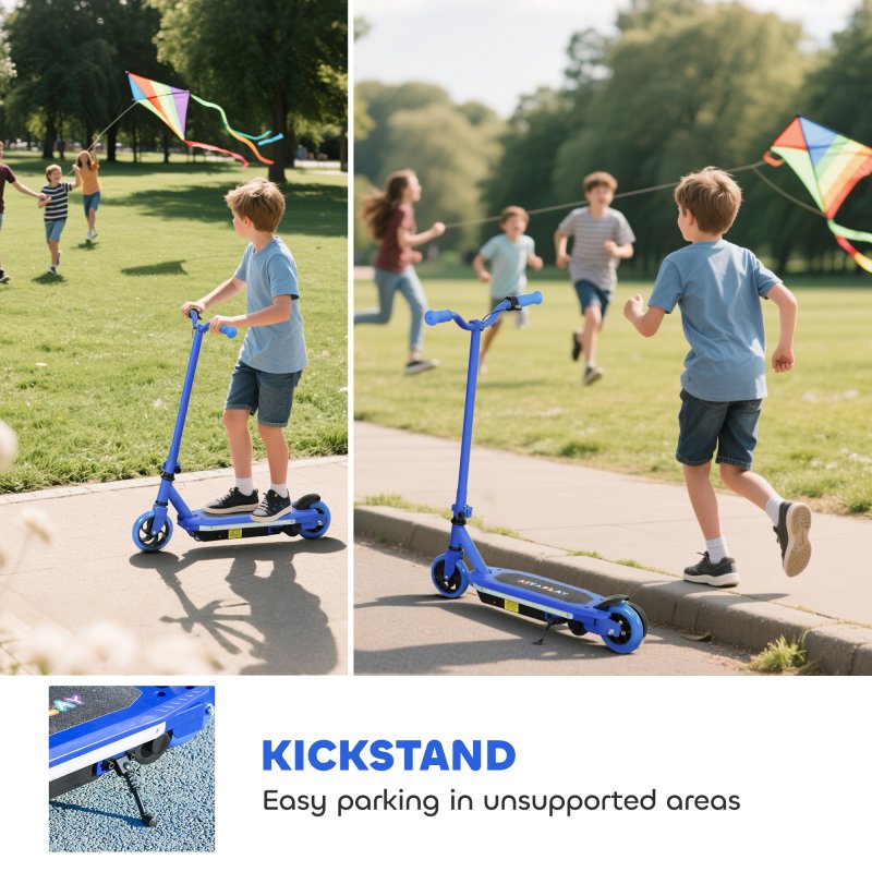 AIYAPLAY Electric Scooter for Ages 6-14 Years, with Colourful Light and Electric Brake, Electric Scooter E Scooter, Up to 10km/h, 8km, Blue