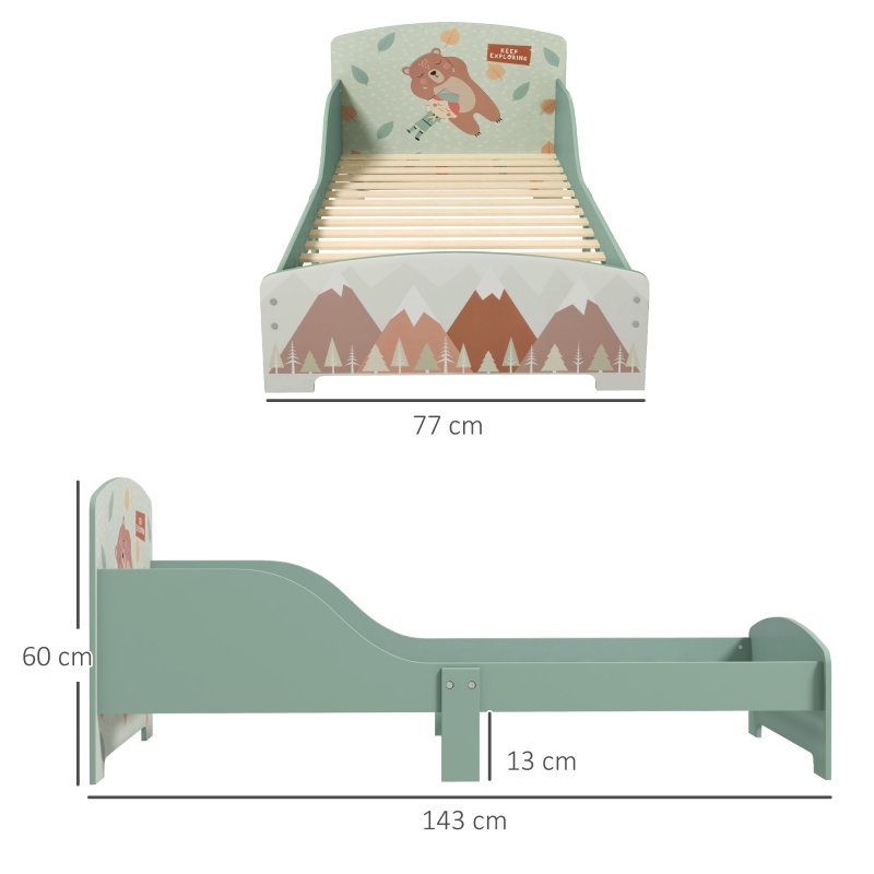 ZONEKIZ Toddler Bed Frame, Kids Bedroom Furniture for Ages 3-6 Years, 77 x 143 x 60cm