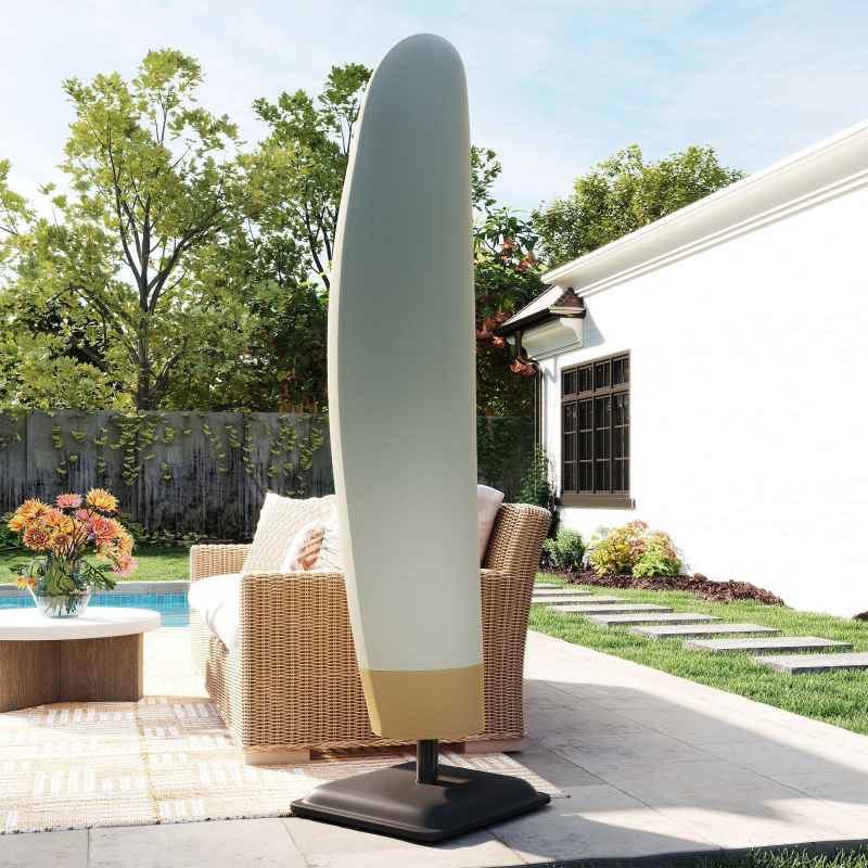 Outsunny Parasol Cover, 600D Oxford Cantilever Umbrella Cover Fit for 2-4m Parasol, Banana Umbrella Protector with Zipper for Outdoor Garden, Patio, White