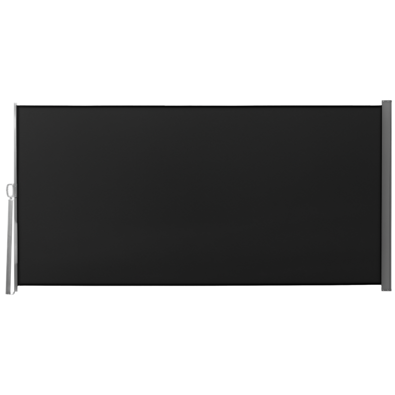 Outsunny Retractable Sun Side Awning Screen Fence Patio Garden Wall Balcony Screening Panel Outdoor Blind Privacy Divider (3x1.6M, Black)