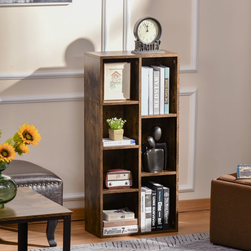 HOMCOM 3 Tier Bookshelf, Modern Cube Bookcase with 7 Open Storage Compartments, Freestanding Display Storage Unit for Living Room, Bedroom, Study