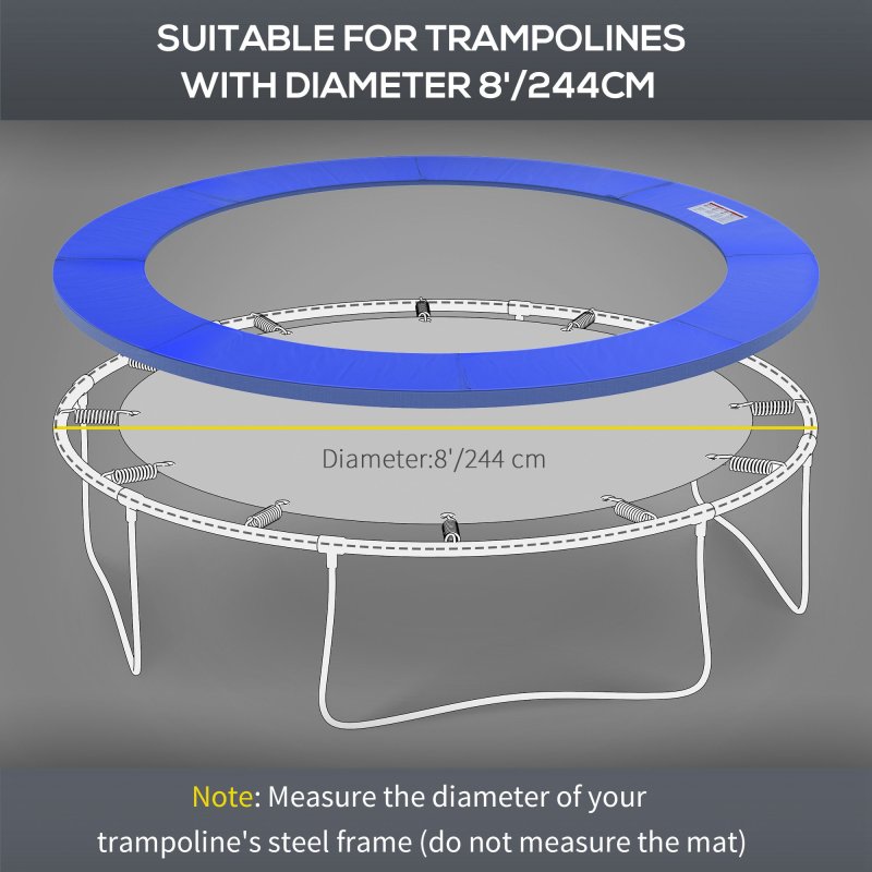 HOMCOM 244cm Trampoline Pad Pads Replacement Trampoline Accessories Safety Surround Pads Padding - 8ft Blue