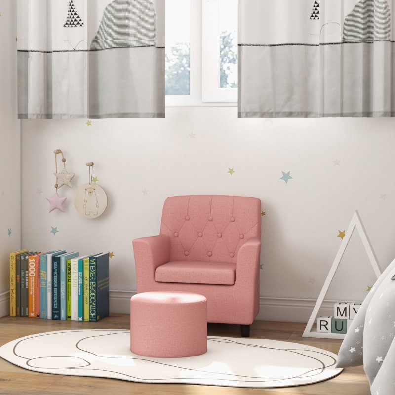 AIYAPLAY Kids Sofa Set, Toddler Chair with Footrest, Single Seater Kids Armchair for Playroom Bedroom, Pink