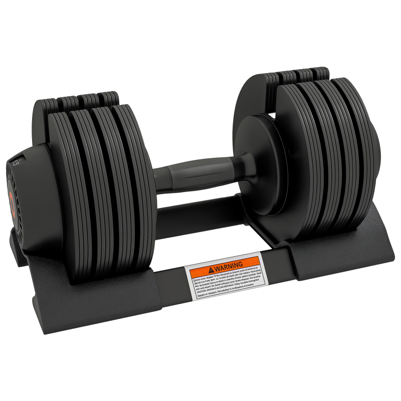 SPORTNOW 24KG Single Adjustable Dumbbell, 4-in-1 Weights with Storage Tray and Non-Slip Handle, Home Gym Fitness Equipment, Black