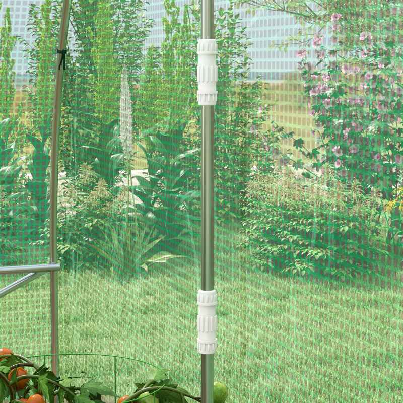Outsunny 4 x 3(m) Polytunnel Greenhouse with Sprinkler Irrigation System, Walk-in Green House for Garden with Wide Roll-up Door, 8 Mesh Windows, Galvanised Steel Frame, Green