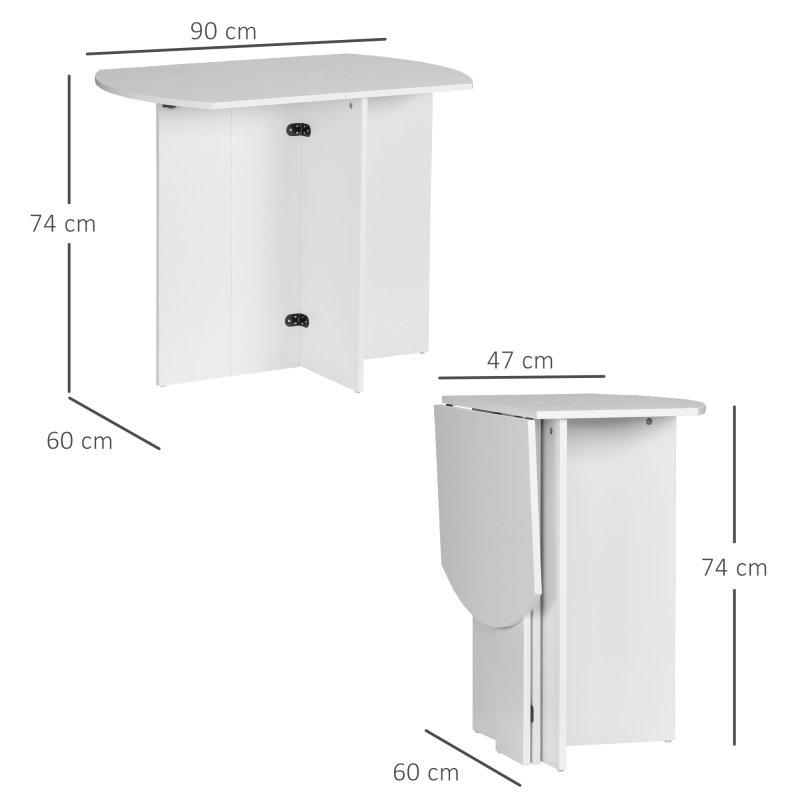 HOMCOM Foldable Dining Table, Modern Drop Leaf Table for Kitchen, Dining Room and Living Room