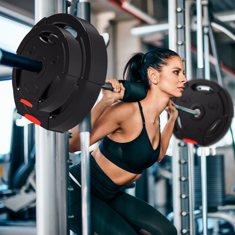 SPORTNOW Olympic Weight Plates Set, Barbell Plates Disc with 1" Holes, for Home Gym, Weight Lifting Strength Training, 2 x 10kg, 2 x 5kg, Black