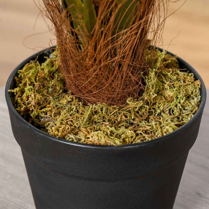 Outsunny 60cm/2FT Artificial Palm Tree Decorative Plant 8 Leaves with Nursery Pot, Fake Tropical Tree for Indoor Outdoor D??cor