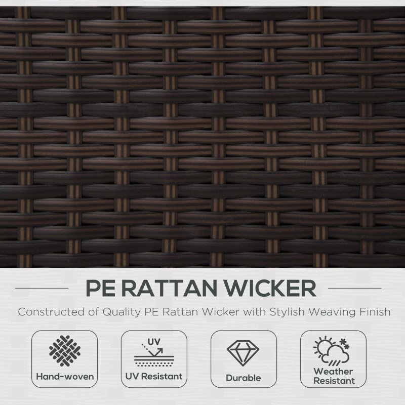 Outsunny Single Seater Rattan Chair, PE Wicker Garden Armchair with 10 cm Thickened Cushion, All-Weather Rattan Garden Chair with Armrests, Brown