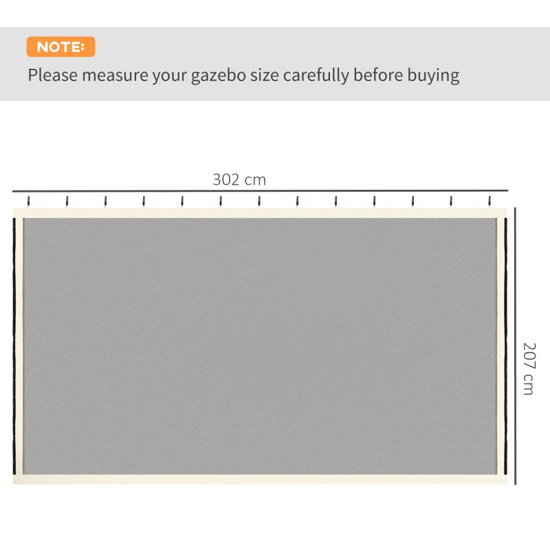 Outsunny fit 10x10ft Gazebo Universal Replacement Mosquito Netting for Patio Gazebos and Canopy Tents with Zippers for 3(m) x 3(m) Gazebo, (Sidewall Only) Beige