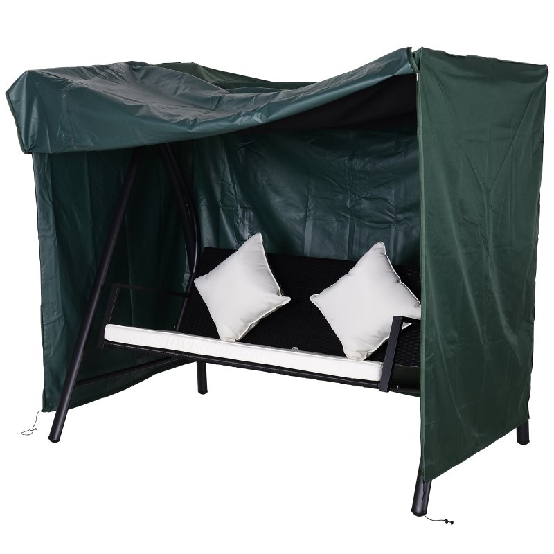 Outsunny 3 Seater 600D Oxford Patio Swing Chair Cover Outdoor Garden Furniture Rain Protection Protector Waterproof Anti-UV, 177 x 114 x 152cm, Green