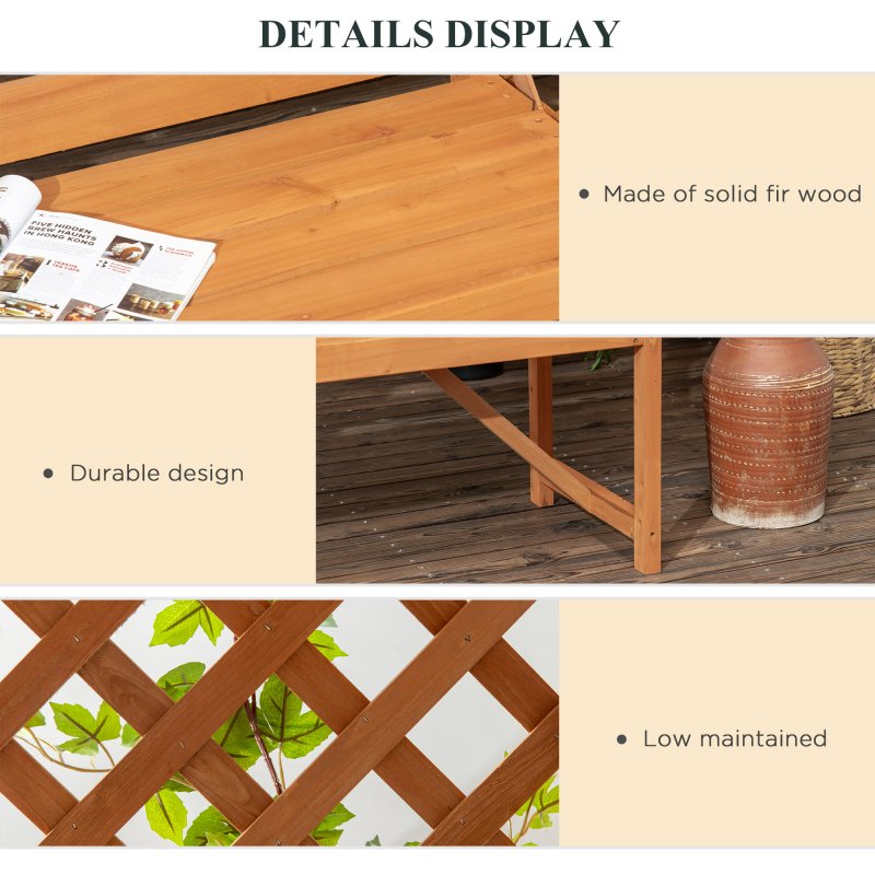 Outsunny Garden Bench, Arch Pergola with Natural Wooden Garden Arbour with Seat for Vines/Climbing Plants for Outdoor Space, Brown