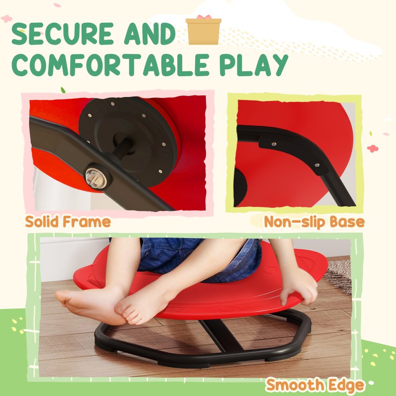 AIYAPLAY Sensory Spinning Chair for Kids, Planet-Shaped Swivel Chair for Balance and Coordination Training, Multi-Position Spinning Seat with Non-Slip Base, Red