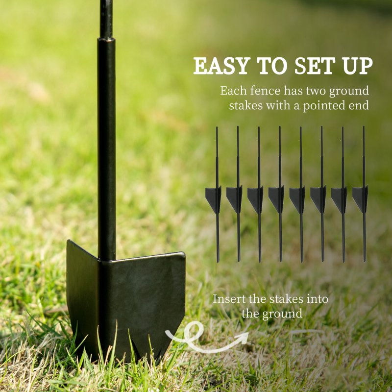 Outsunny Decorative Garden Fencing, 43in x 11.4ft Outdoor Picket Fence Panels, 4PCs Rustproof Steel Wire Landscape Flower Bed Border Edging Animal Barrier, Swirls