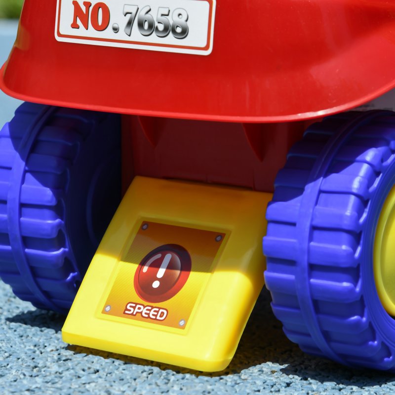 AIYAPLAY Ride On Car, Foot to Floor Baby Car with Under Seat Storage, Steering Wheel, Music, Light, Fire Truck Kids Car for Boys and Girls 1.5-3 Years Old, Red