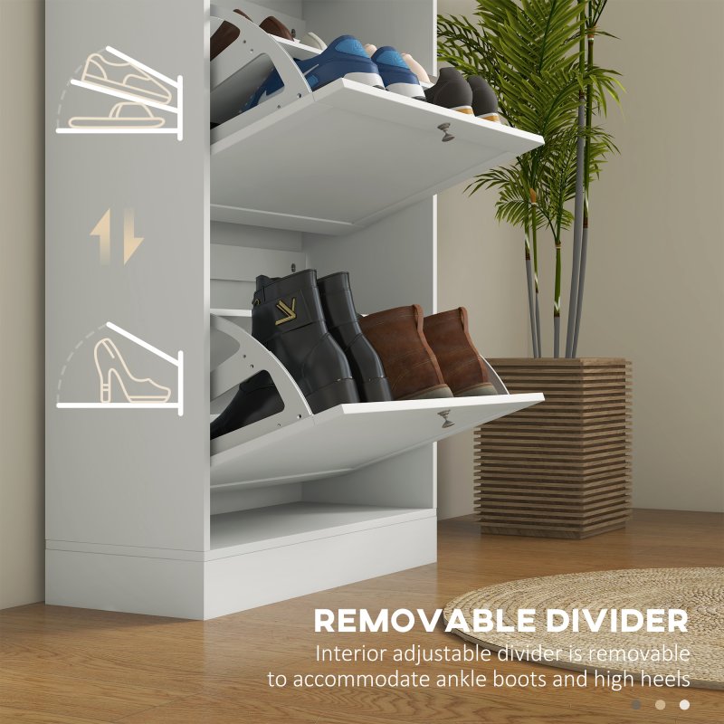HOMCOM Shoe Cabinet with 3 Flip Drawers, Narrow Shoe Storage Cabinet for 18 Pairs, Freestanding Slim Shoe Rack for Entryway, Hallway