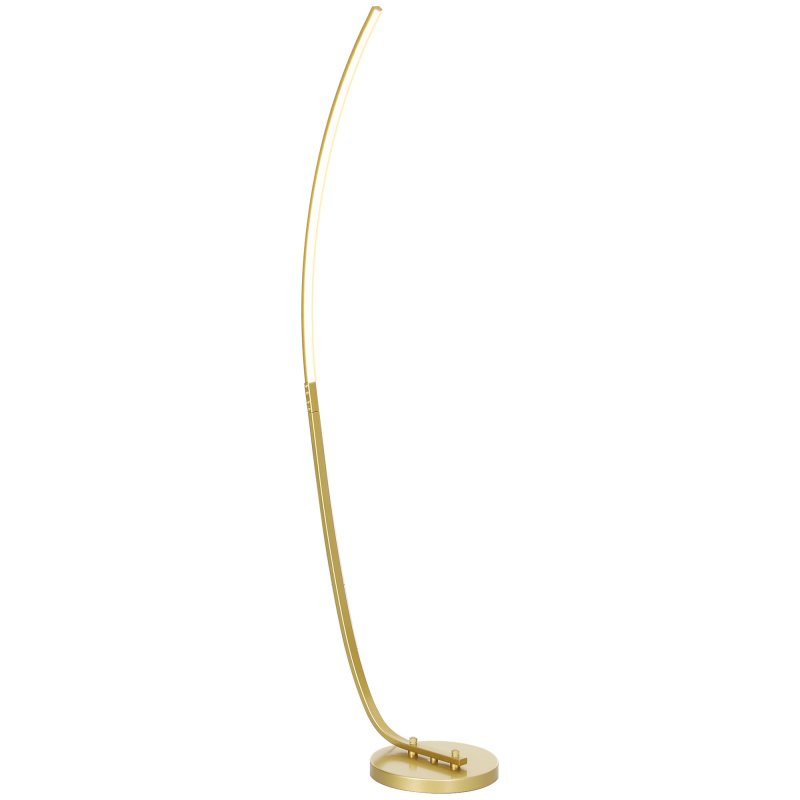 HOMCOM LED Floor Lamp with 3 Adjustable Brightness, Modern Dimmable Standing Lamp with Foot Switch for Bedroom, Living Room, Gold Tone