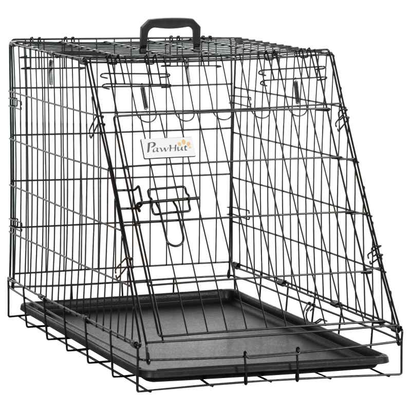 Pawhut Trapeze Collapsible Dog Pet Travel Box Cage Removable Tray 78 x 47 x 55cm