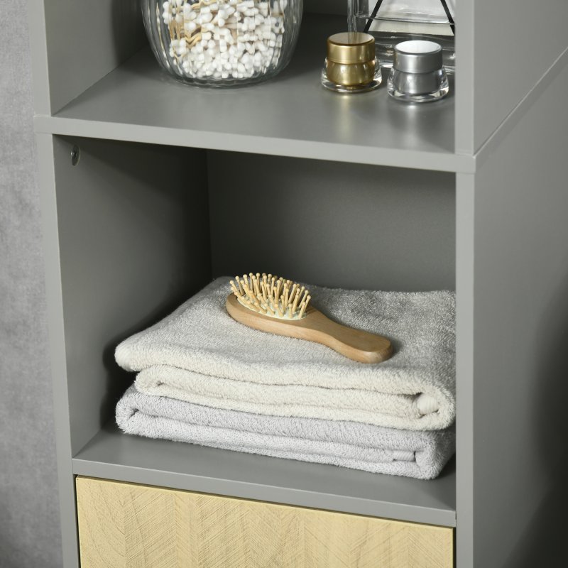kleankin Tall Bathroom Cabinet, Free Standing Bathroom Storage Cabinet Cupboard with Door and Adjustable Shelves for Kitchen, Living Room