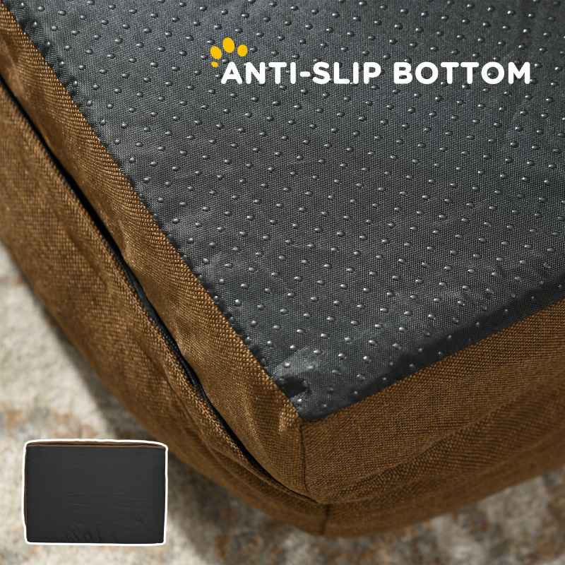 PawHut Dog Sofa Bed Pet Bed Dog Mattress with Removable Washable Cover, Anti-Slip Bottom, for Small Sized Dogs, 70L x 50W x 18Hcm - Brown