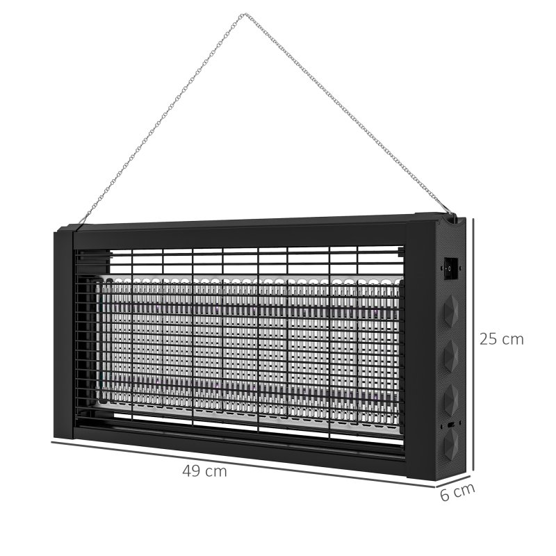 HOMCOM Powerful Fly Zapper with Infrared Light, Hanging/ Freestanding 8W Insect Mosquito Bug Zapper, Fly Killer for Indoor Use, Black