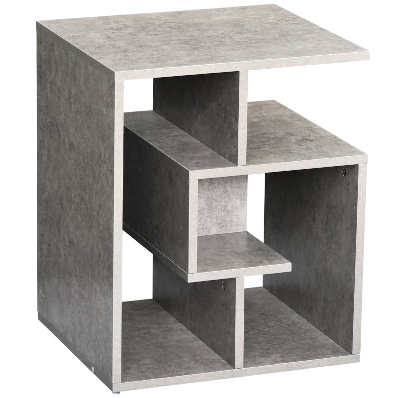 HOMCOM Side Table, 3 Tier End Table with Open Storage Shelves for Living Room, Bedroom