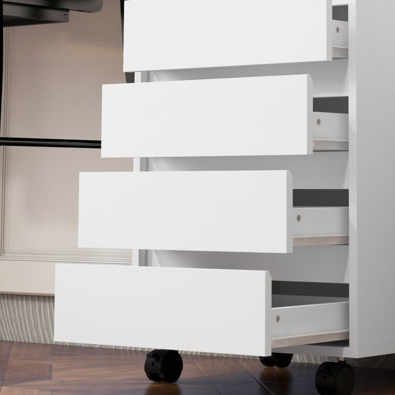 HOMCOM Mobile Filing Cabinet with 4 Drawers, Under Desk Storage Cabinet for Home Office, White