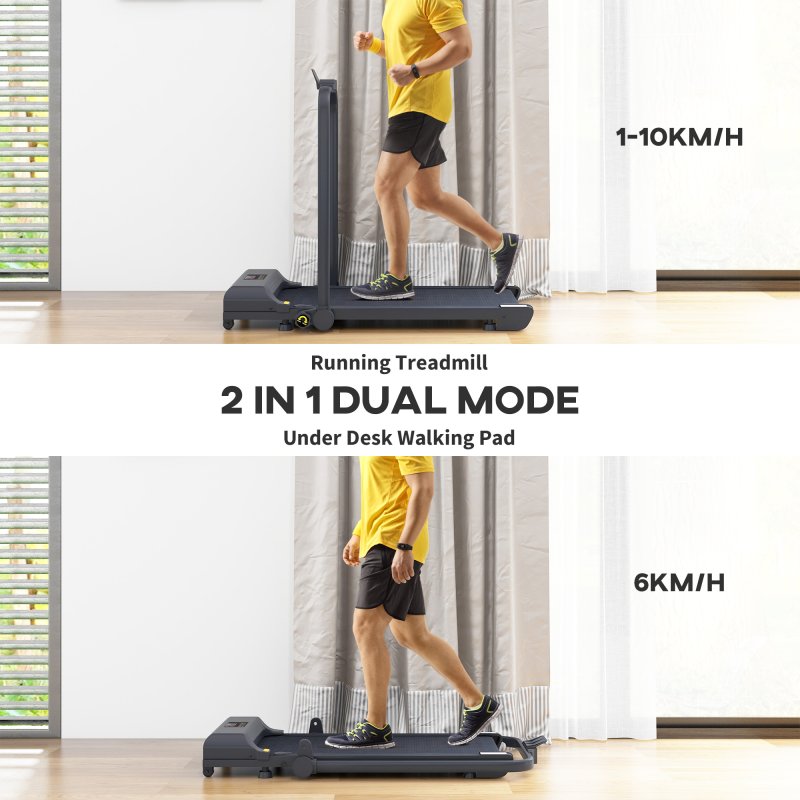 HOMCOM Walking Pad Treadmill, 2.5HP Folding Treadmill, Portable Under Desk Treadmill, Running Jogging Walking Machine, 1-10KM/H, with Remote Control and LED Display