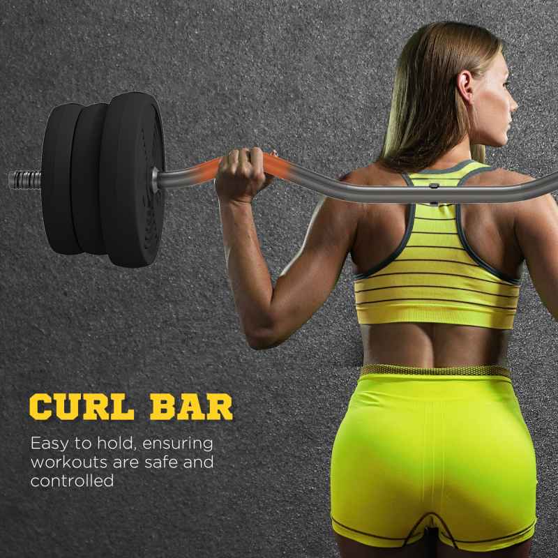 SPORTNOW 25kg Barbell Weights Set, Adjustable Gym Weights up to 80kg with 4ft Curl Bar and Non-slip Handle for Home Gym, Exercise, Weight Strength Training
