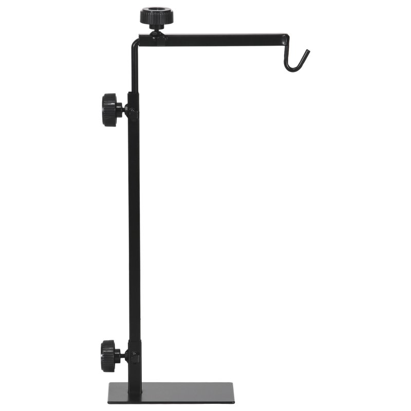PawHut Reptile Lamp Stand, Adjustable Height and Width Heat Lamp for Reptile Amphibian Terrariums, Light Stand with Hook Hanging Steel Base - Black