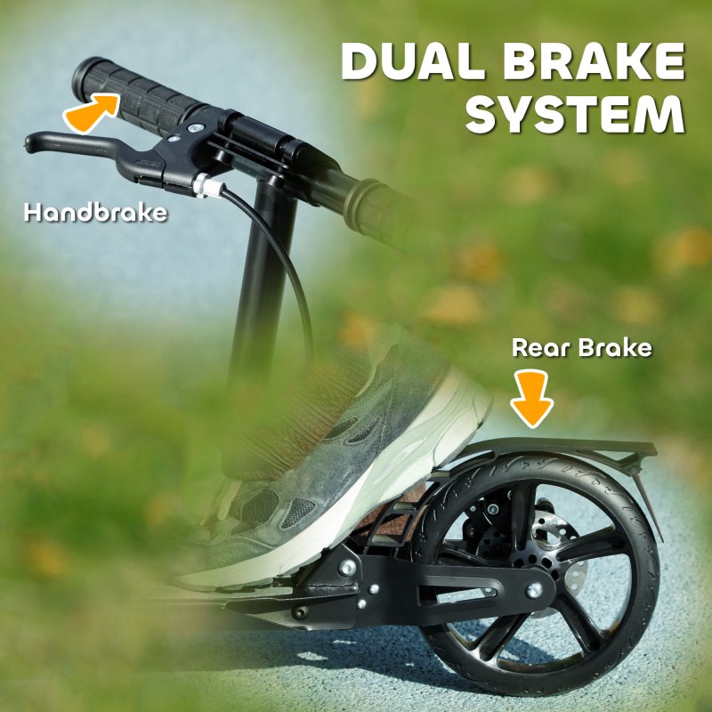 AIYAPLAY Scooter for Kids Ages 6-12 Years, Foldable Kick Scooter with 4 Levels, Adjustable Handlebar, Dual Brake System, 200mm Wheels, ABEC-7 Bearings, Black