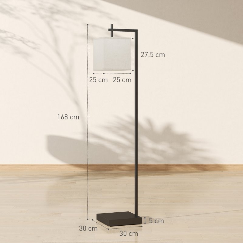 HOMCOM Floor Lamp for Living Room, 66" Modern Tall Standing Lamp with Adjustable Colour Temperatures & 10 Brightness Levels, Remote Control and Foot Switch for Bedroom Office, 9W LED Bulb Included