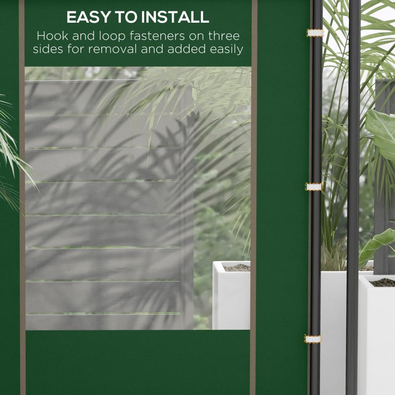 Outsunny Gazebo Side Panels with Zipped Doors and Windows, for 3x3(m) or 3x6m Pop Up Gazebo, 2 Pack Sides Replacement, Green