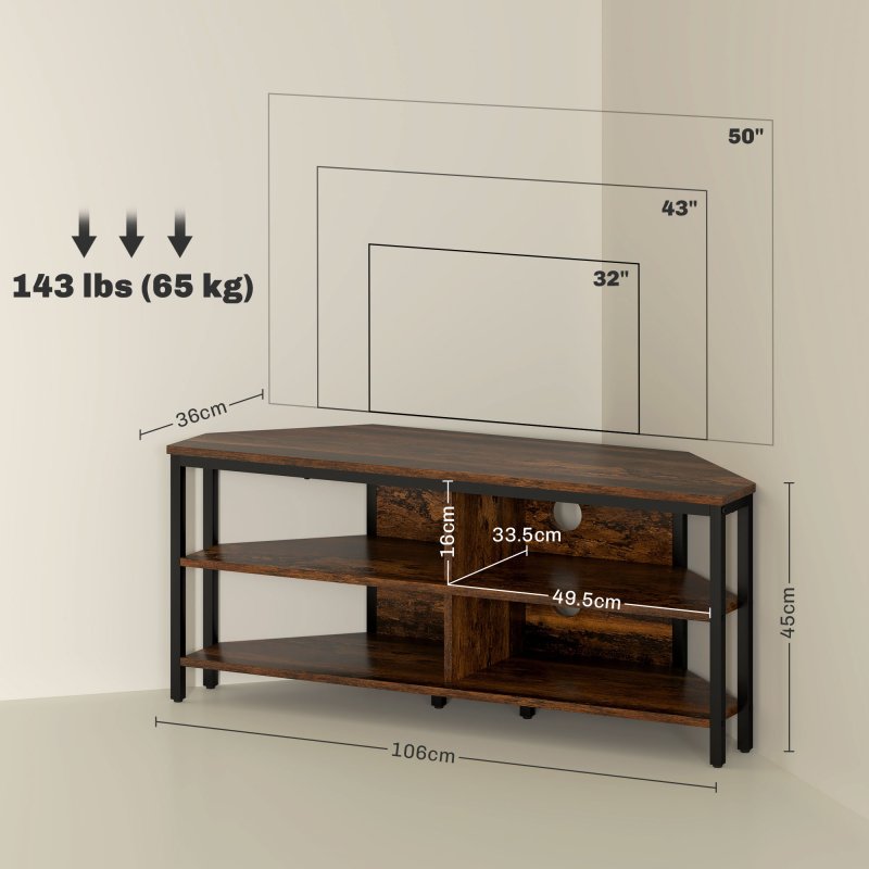 HOMCOM Corner TV Stand Cabinet, TV Unit for TVs up to 50