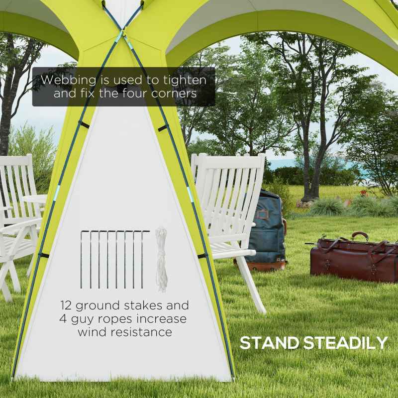 Outsunny 3.5 x 3.5M 6-8 Person Camping Gazebo, Outdoor Event Shelter Dome Tent Garden Sun Shelter Patio Spire Arc Pavilion Camp Sun Shade, Green