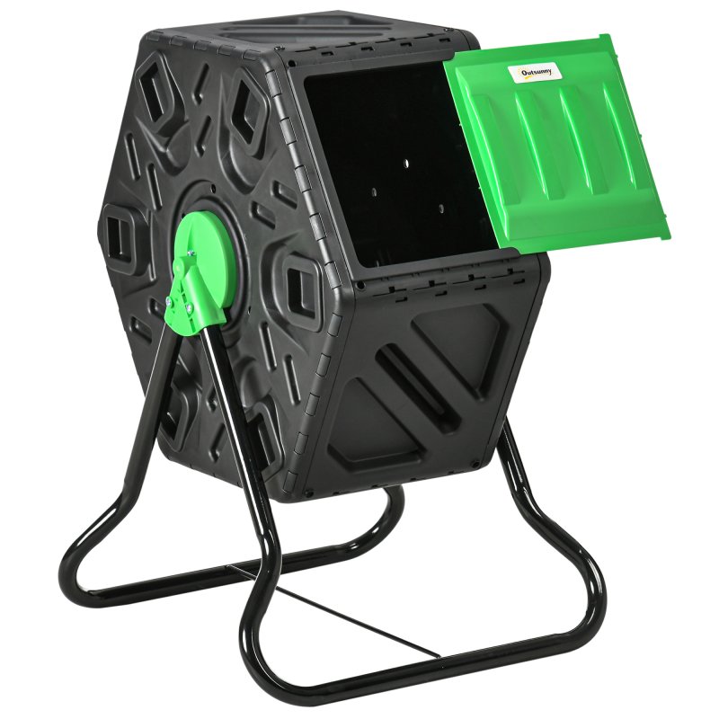 Outsunny 65L Compost Bin for Garden Rotating Compost Maker with Steel Legs and 48 Ventilation Openings