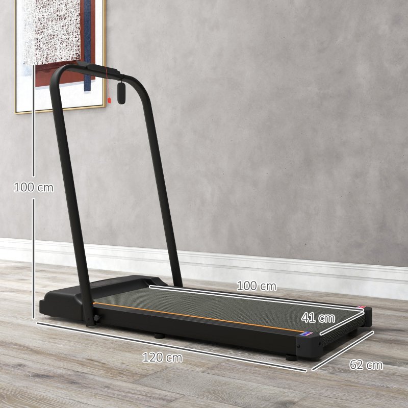 SPORTNOW 2.5HP Folding Treadmill Walking Pad, 1-6km/h Under Desk Treadmill, with Remote Control, LED Display and Phone Holder for Home Gym Office, No Assembly, Orange