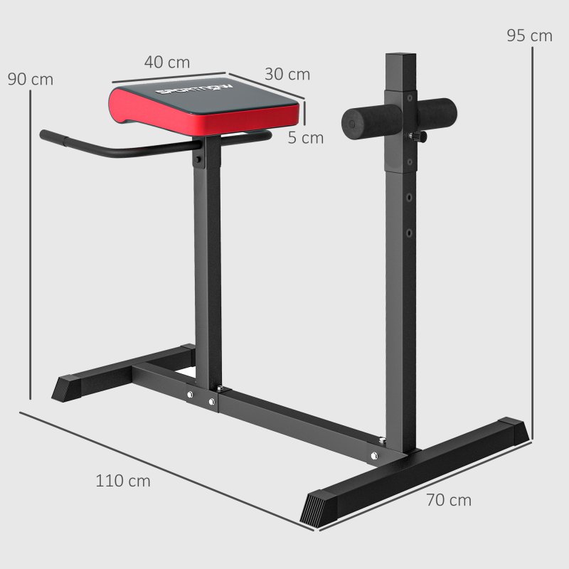 SPORTNOW Back Extension Bench Roman Chair, Hyperextension Bench with Adjustable Leg Roller for Back, Abdominal and Gluteal Training