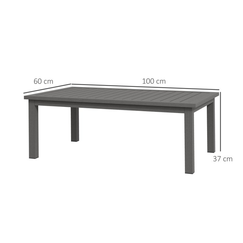 Outsunny Aluminium Outdoor Coffee Table, Rectangular Patio Side Table with Slat Tabletop for Indoor, Garden, Balcony, 100cm x 60 cm, Brown