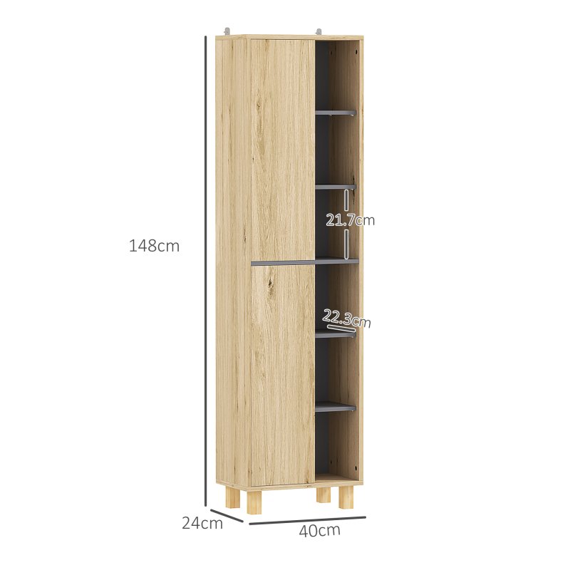 HOMCOM Bathroom Storage Cabinet, Bathroom Storage Unit, Freestanding Bathroom Cabinet with 6 Open Compartments and 6 Shelves