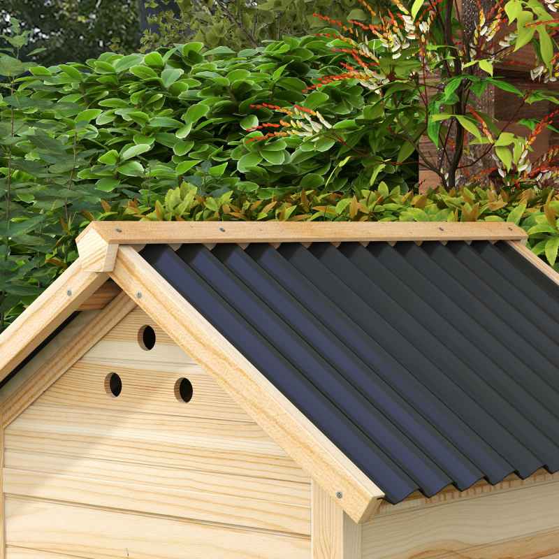 PawHut Wooden Duck House, Raised Poultry Coop with Double Doors, Openable Roof, Ventilation Holes, Removable Base, Natural Wood Finish
