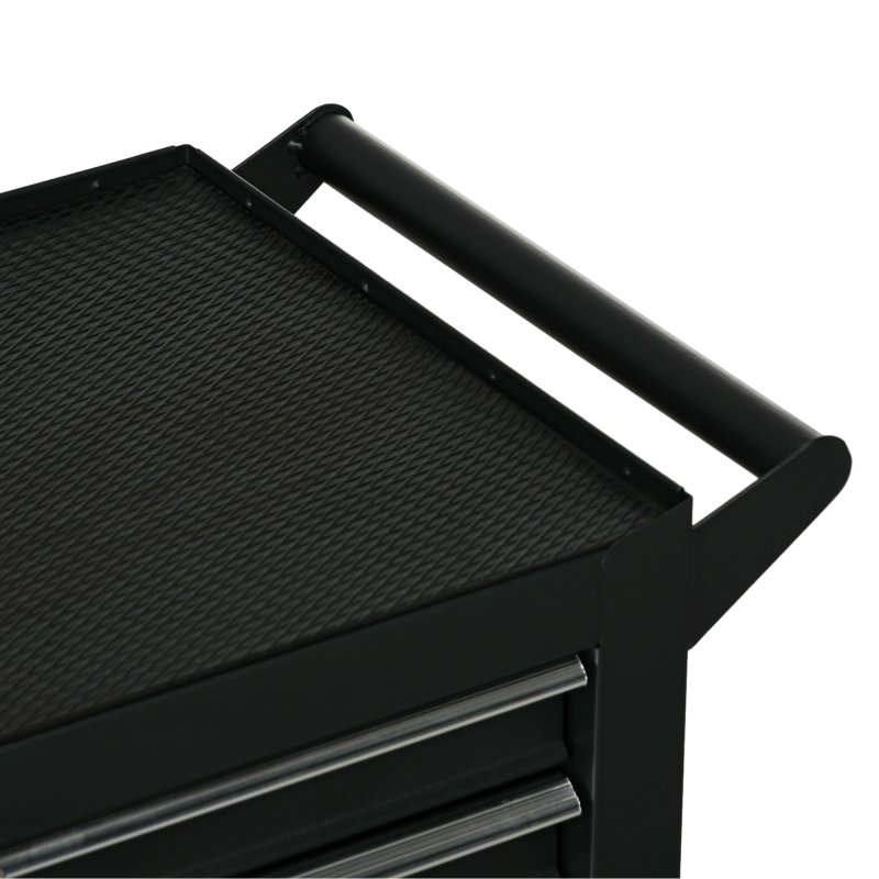 DURHAND 7-Drawer Rolling Tool Chest on Wheels, Lockable Tool Cabinet with Side Handle, Metal Tool Box Trolley for Garage, Workshop, Matte Black