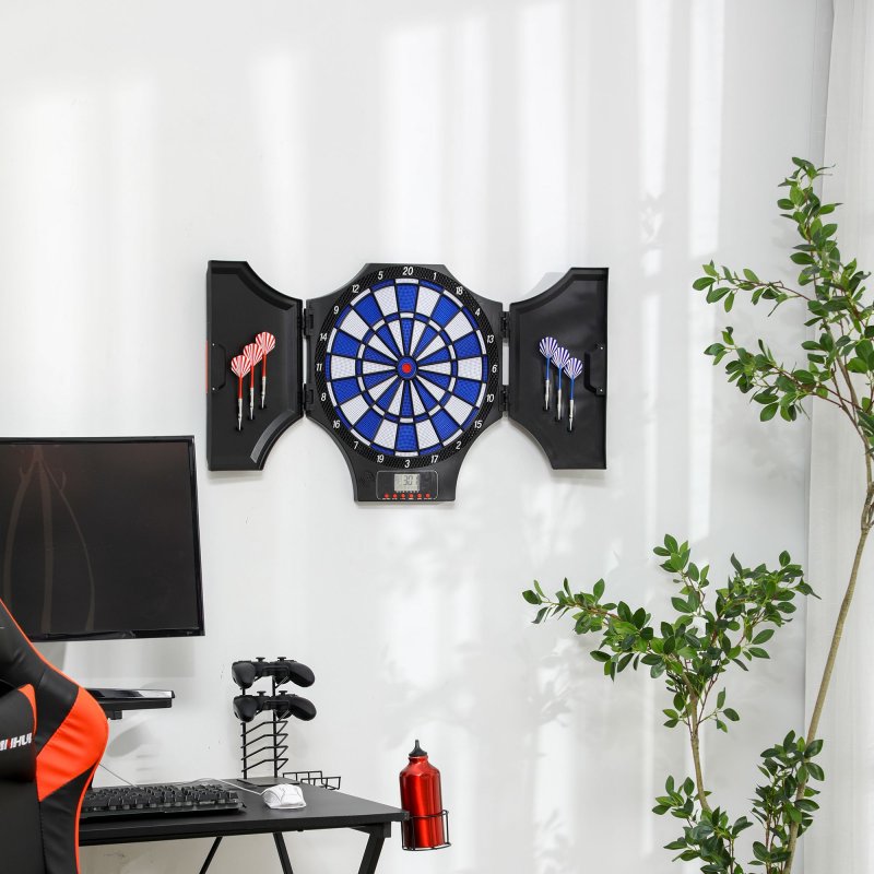 SPORTNOW Electronic Dartboard Set with 31 Games, 285 Programs, Cabinet, 6 Soft Tip Darts, 6 Spare Tips, LCD Scoring Indicator for Party, Game Night, Gift