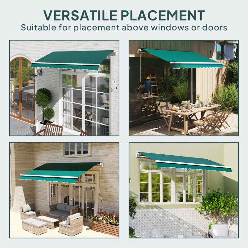 Outsunny Awning Replacement Canopy, Water Resistant UPF 50+ Sun Shade Cover for 3 x 2.5 m Garden Awning (Fabric Only), Green
