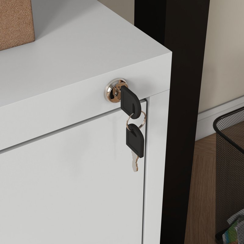 HOMCOM 2 Drawer Filing Cabinet, Vertical File Cabinet with Adjustable Hanging Bar for A4 and Letter Size, Steel Printer Stand for Home Office, Cream White