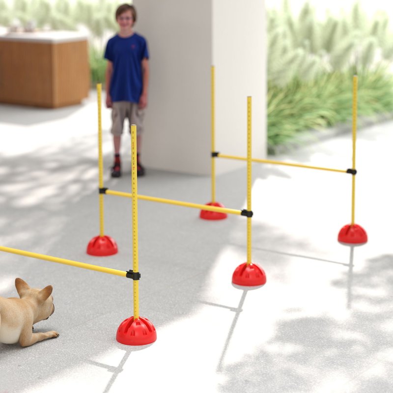 PawHut 4 Piece Agility Training Equipment for Dogs with Height Adjustable Jump Hurdle, Bag, Portable, Easy Assemble Dog Outdoor Obstacle Course for Training