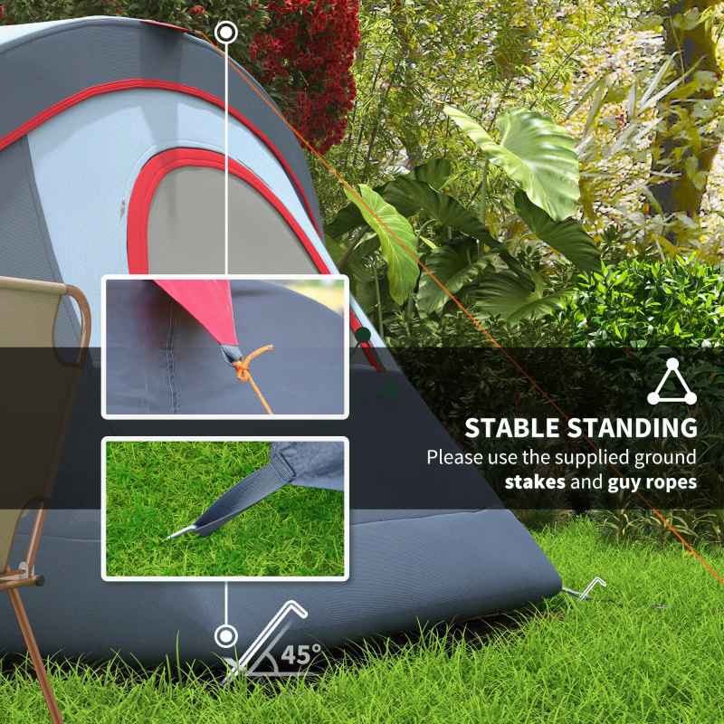 Outsunny 5-6 Man Dome Camping Tent Hiking Shelter UV Protection 3000mm Water Resistant Tunnel Tent