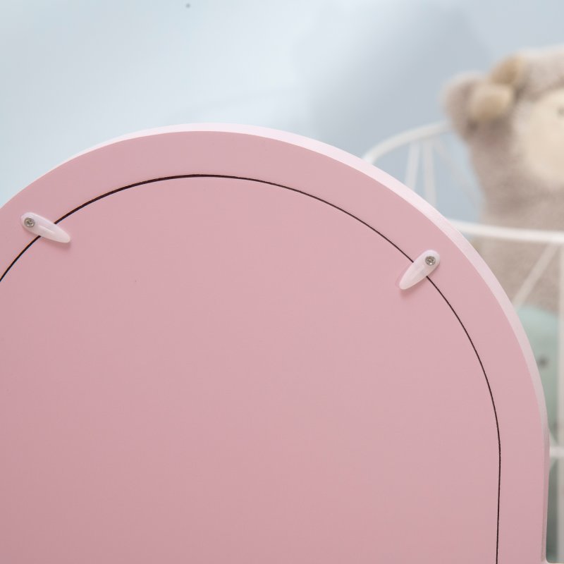 HOMCOM Kids Dressing Table and Stool Kids Vanity Set Makeup Desk w/ Mirror, Drawer, for Ages 3-6 Years - Pink