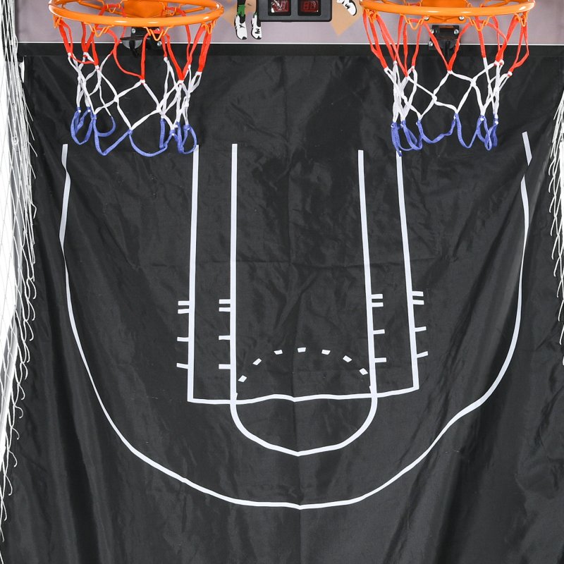 SPORTNOW Double-Shot Basketball Arcade Game, Foldable Indoor Basketball Game with 8 Modes, Electronic Scoreboard, Sound Effects, 4 Basketballs