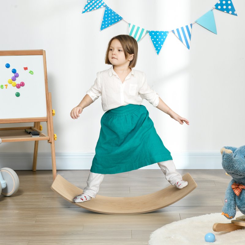 AIYAPLAY Balance Board Kids, Wooden Wobble Board for Children, Sensory Play Equipment for 3-8 Years Old, Natural Tone